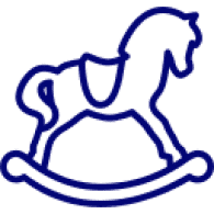 A dark blue abstract shape resembling a reclining figure.