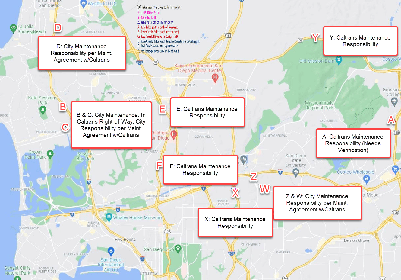 Map highlights city maintenance contract locations in Columbus, OH.